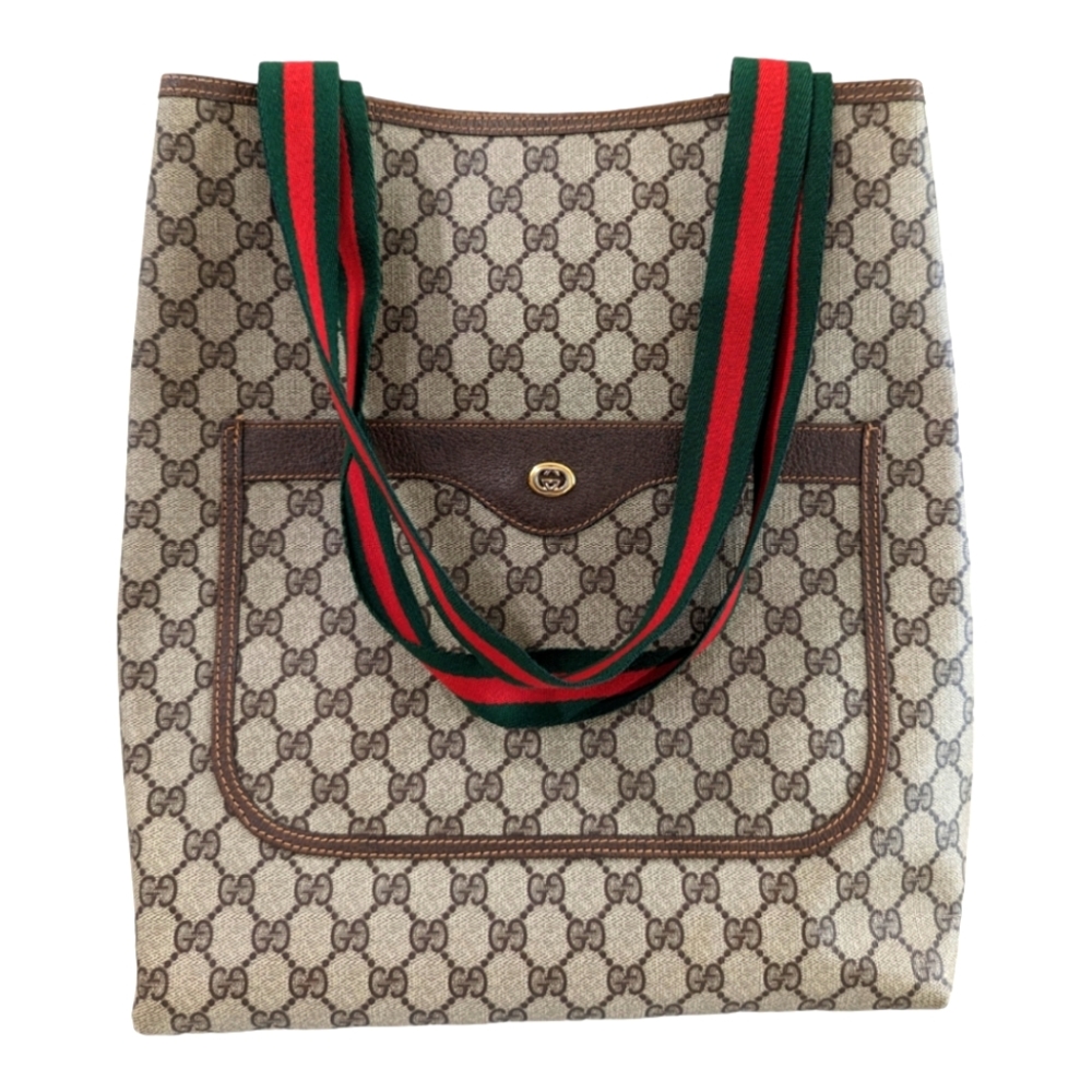 Gucci Vintage Sherry Line GG Coated Canvas Tote Bag